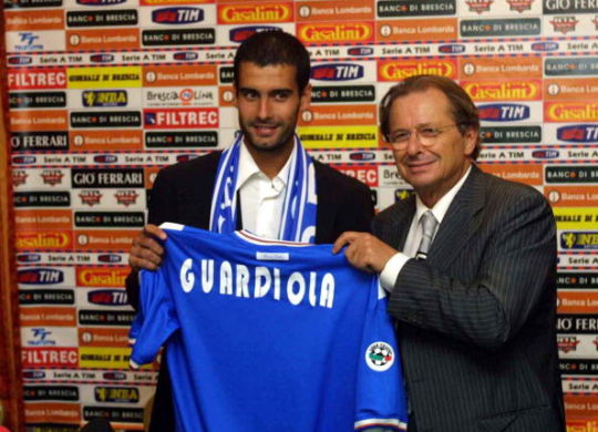 Era il settembre 2001, quando Gino Corioni portò a Brescia Pep Guardiola. 
Credit: Grazia Neri/ALLSPORT
