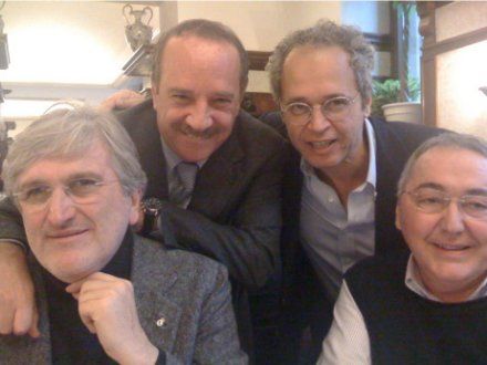 Massimo Corcione, a sinistra, con Mimun, Mentana e Carelli
