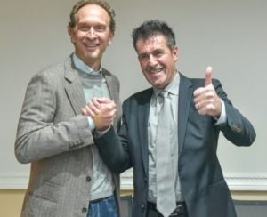 Lorenzo Bernardi, a sinistra, con il presidente di Perugia Gino Sirci