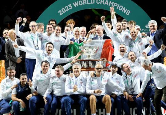 Davis Cup Finals 2023 Spagna Malaga 26/11/2023 Finale Australia-Italia Festeggiamenti vittoria Italia Foto Giampiero Sposito